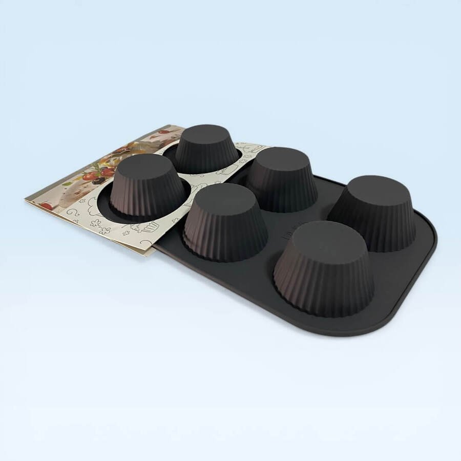 Molde silicona para 6 cupcakes