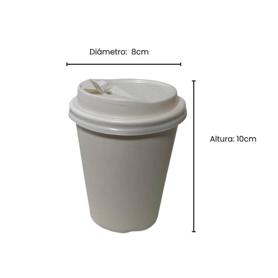 Vaso papel blanco descartable con tapa 240ml