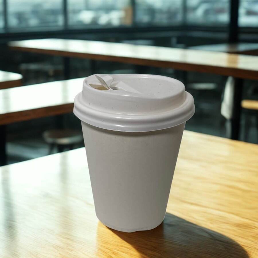 Vaso papel blanco descartable con tapa 240ml