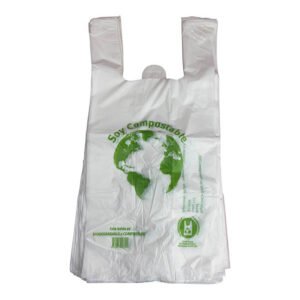 Bolsa Camiseta Biodegradable Compostable - Blanco, 40x50 cm