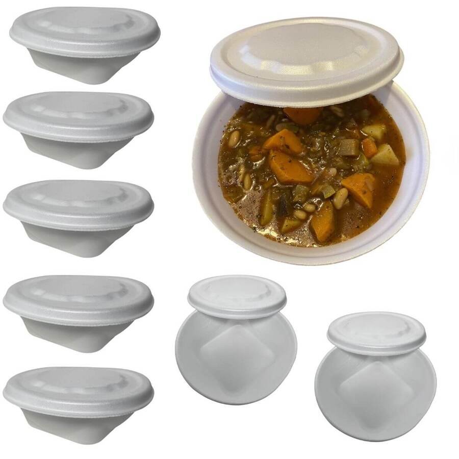 Bandeja Espuma Plast Descartable Con Tapa Plato 750cc -100un