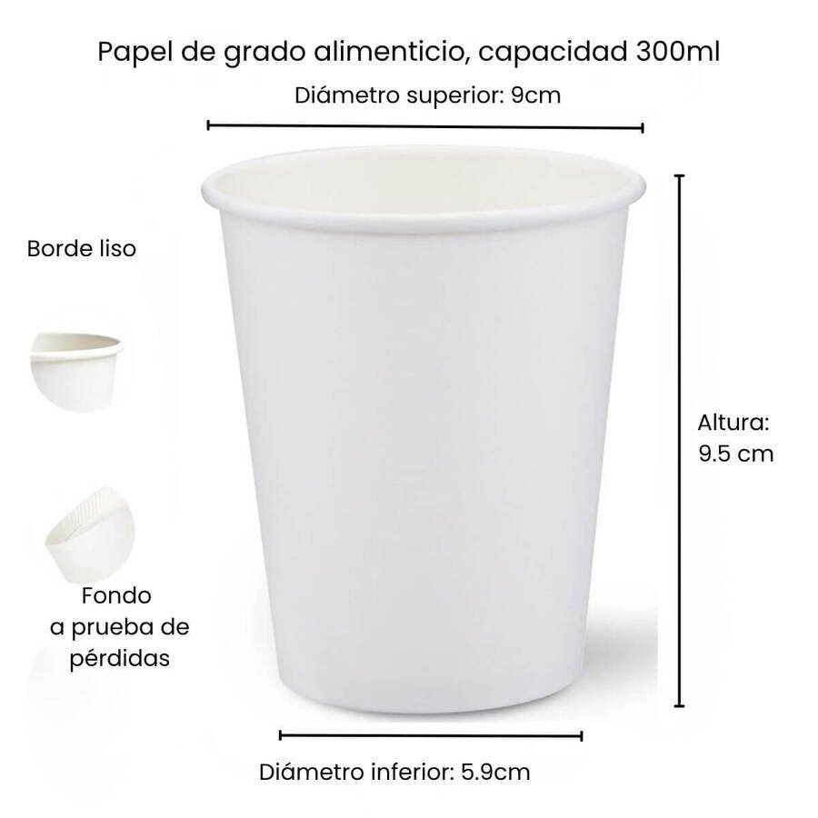 Vaso Polipapel 300cc Blanco x 50 Unidades