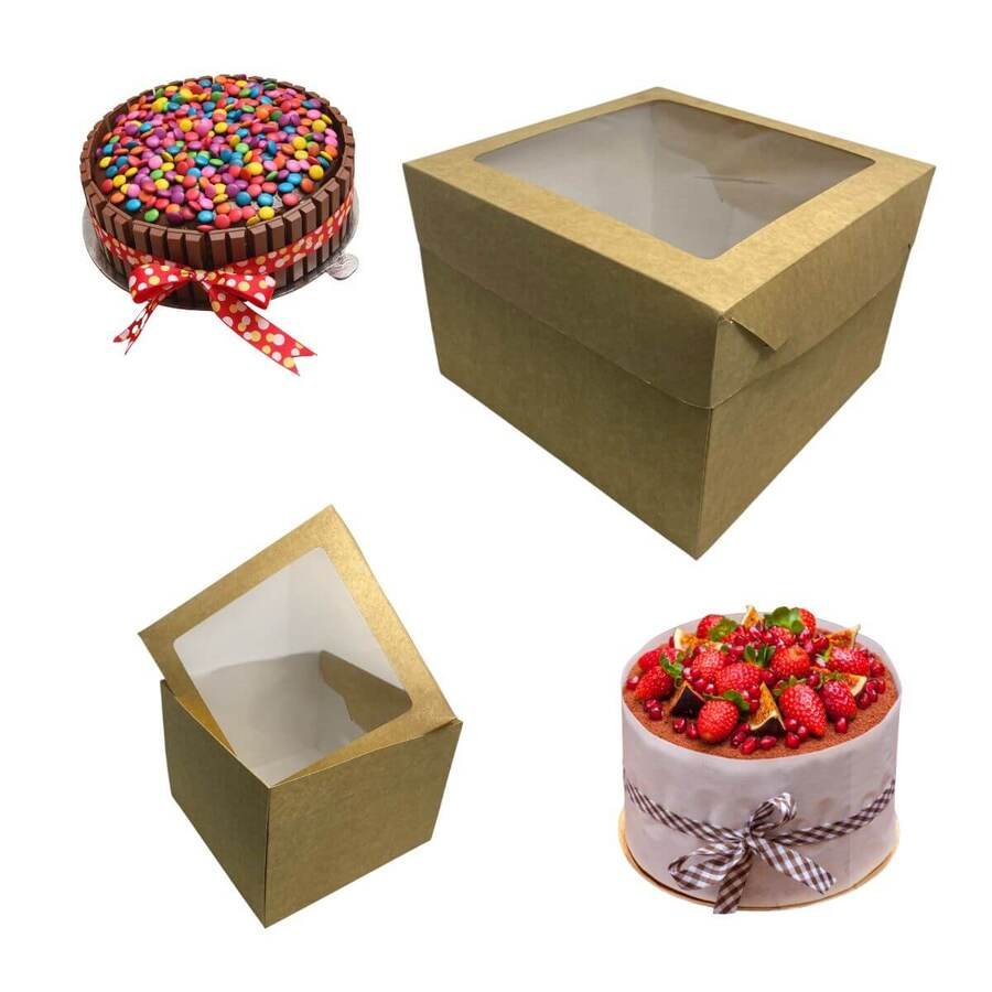 Caja Cartón Visor Tortas 26x26x18cm