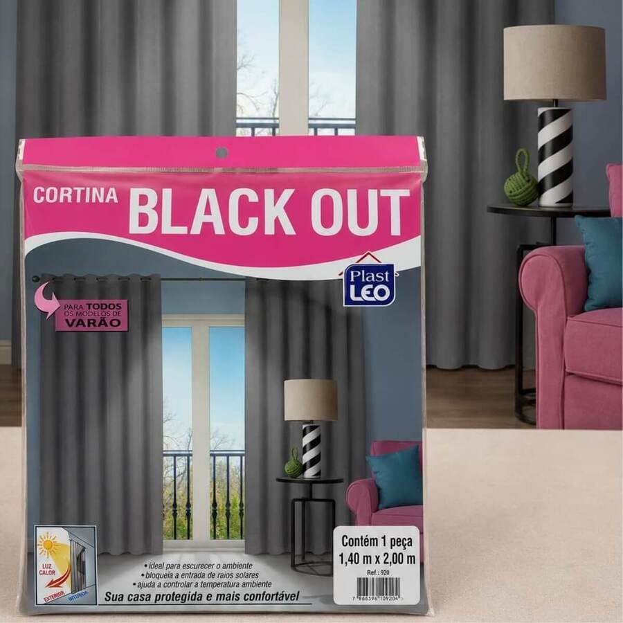 Cortina plástica blackout gris