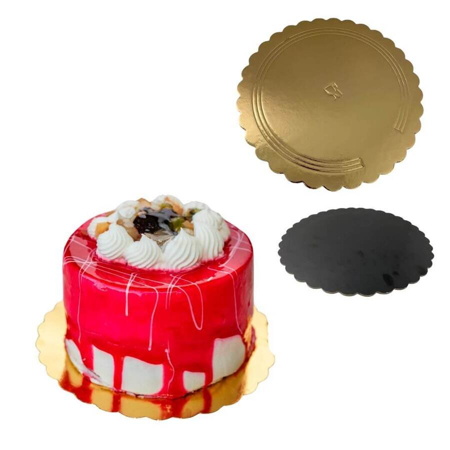 Base Torta Disco 24cm Dorado Cartón Rígido