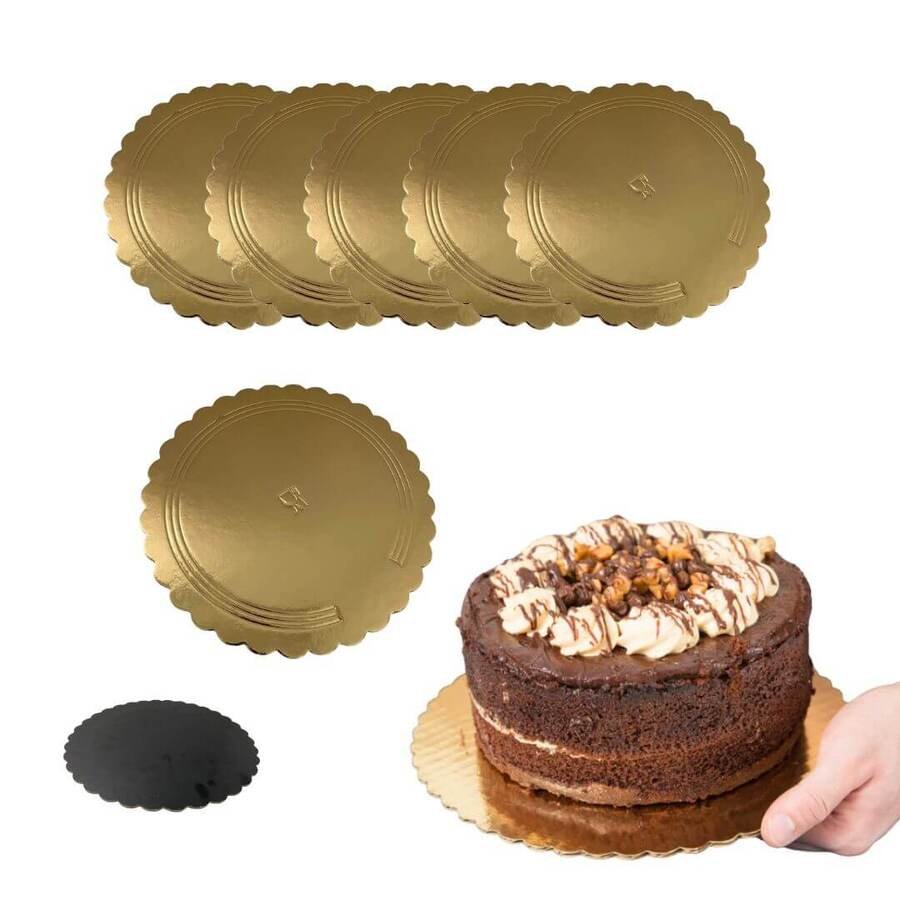 Base Torta Disco 24cm Dorado Cartón Rígido