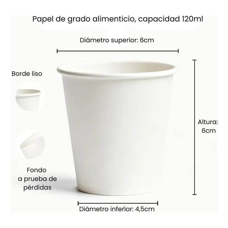 Vaso papel blanco descartable café 120ml