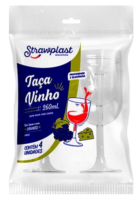 Copas Vino Descartables 260ml X 4 Unid