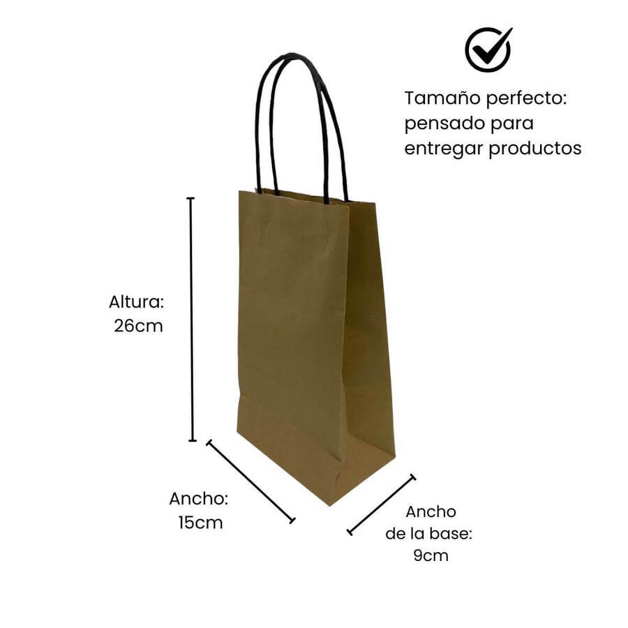 Bolsa papel Kraft 15x26x9cm con Asas