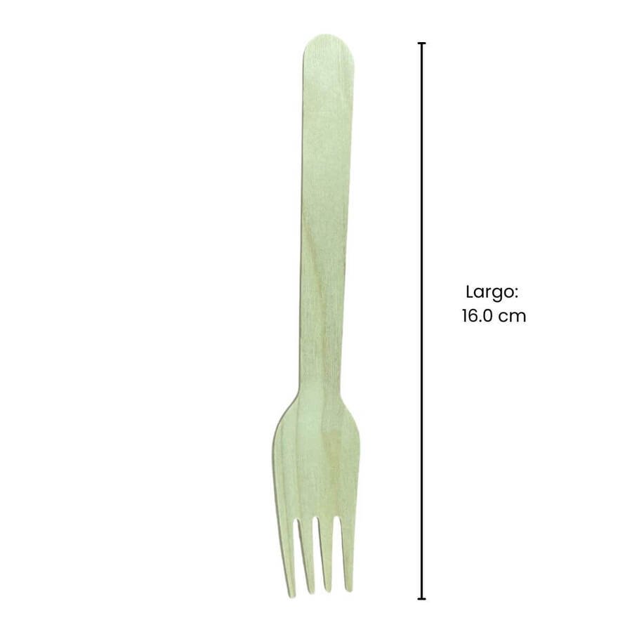 Tenedor Madera Bambu Eco Descartable x 20Un