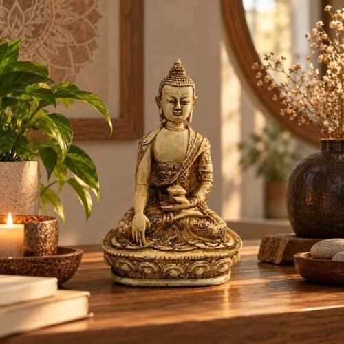 Estatua de Buda Tibetano Color Marfil 20 cm