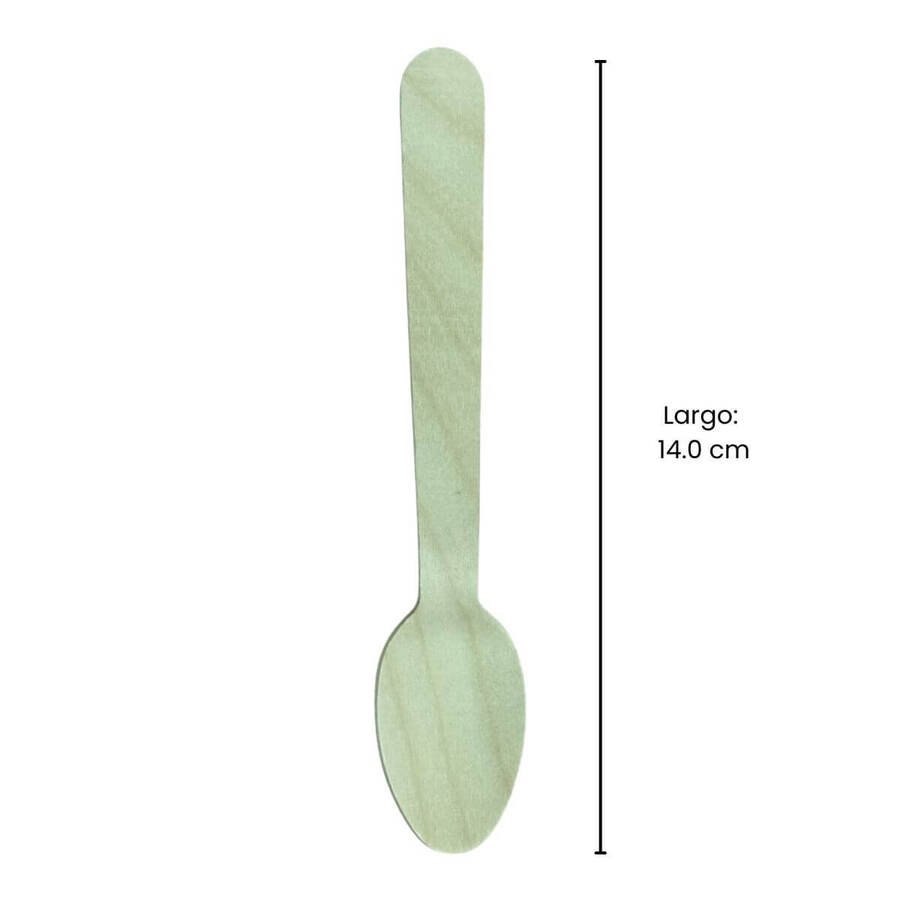 Cuchara Postre Madera Eco Descartable x Un