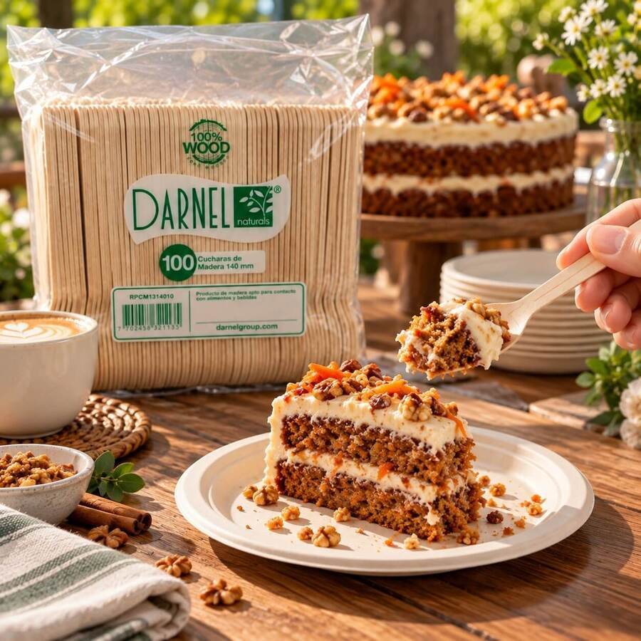 Cuchara Postre Madera Eco Descartable x Un